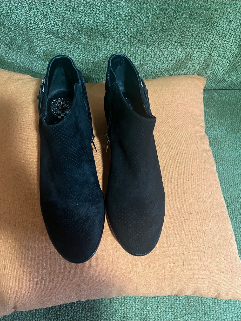 Vince Camuto Black Suede Ankle Booties with Side Zip